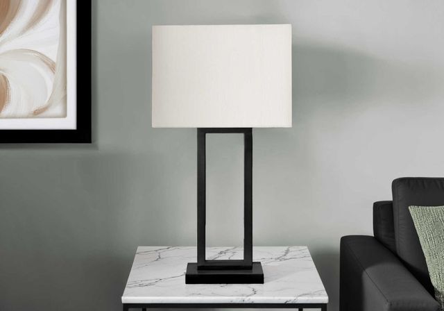 Monarch Specialties Inc. Black Metal Table Lamp with Ivory Shade-2