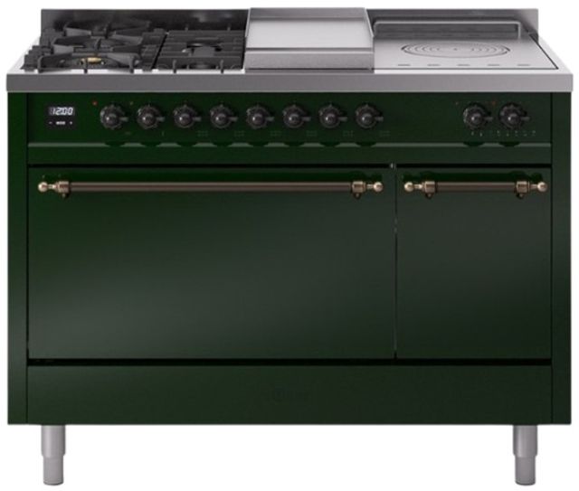 Ilve® Nostalgie II Series 48" Emerald Green Pro Style Dual Fuel Range-0