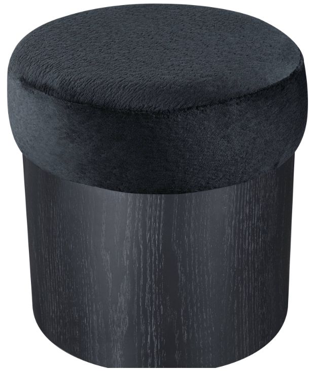 Meridian Furniture Nimes Black Velour Fur Ottoman-2