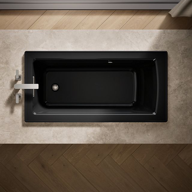 KOHLER® Archer® Black 60" x 30" Drop-In Heated Bubble Massage™ Air Bath-2