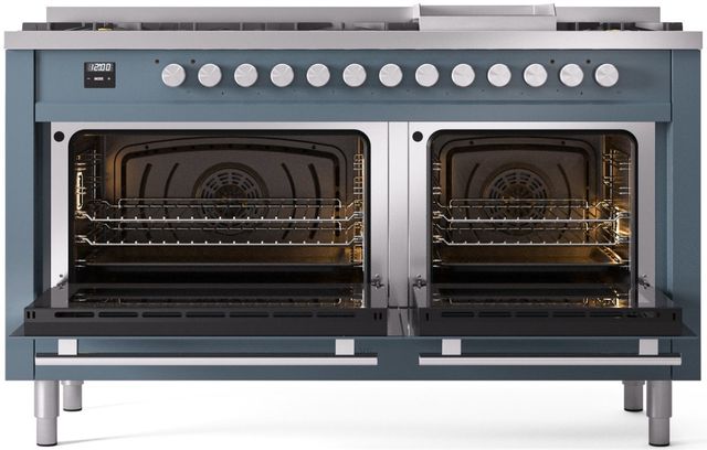 Ilve® Professional Plus II 60" Blue Grey Pro Style Dual Fuel Range-1