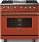 Viking® 5 Series 36" Spiced Cider Pro Style Dual Fuel (LP) Range with Brushed Brass Trim-2