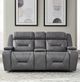 Liberty Furniture Chapman Aline Blue Gray Leather Power Reclining Loveseat with Console-2