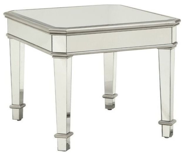 Coaster® Cassandra Silver Square Beveled Top End Table-0