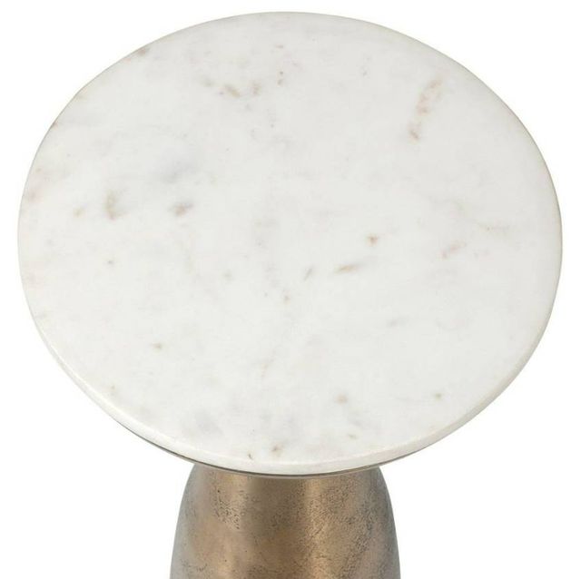 Uttermost® Torin White Indoor-Outdoor Drink Table with Antique Brass Base-3