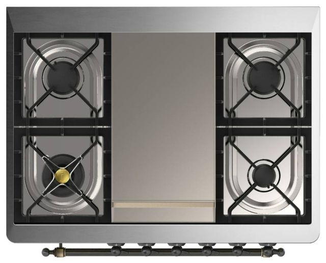 Ilve® Majestic III 36" Blue Gray Pro Style Dual Fuel Natural Gas Range with Triple Glass Door and Burnished Trim-2
