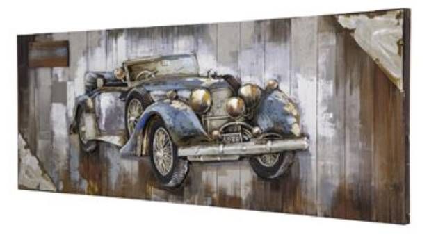 YHD Blue Vintage Car Wall Art-1