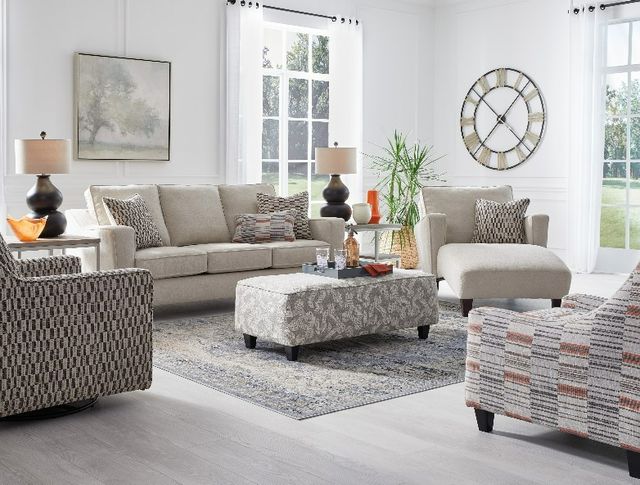 Fusion Furniture Stanley Sandstone Skoog Smoke Gray Cocktail Ottoman-1