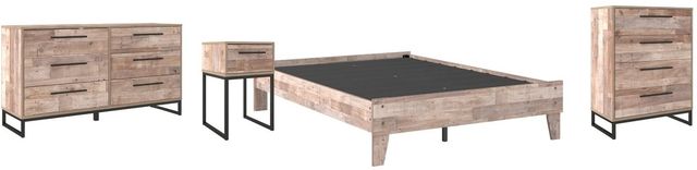 Signature Design by Ashley® Neilsville 4-Piece Whitewash Full Platform Bed Set-0