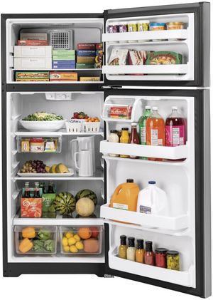 GE 28 in. 17.5 Cu. Ft. Fingerprint Resistant Stainless Steel Top-Freezer Refrigerator