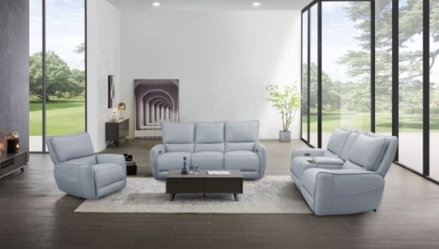 Furniture of America® Phineas Pale Blue Power Recliner-1