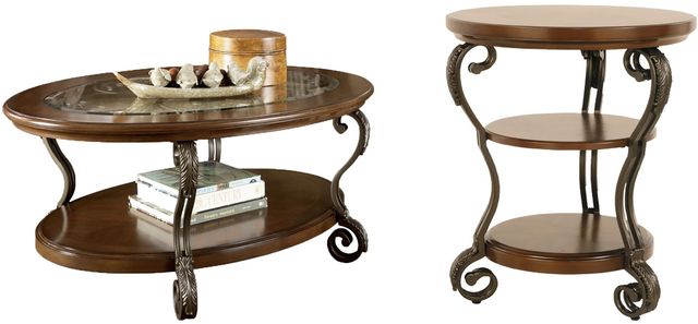 Signature Design by Ashley® Nestor 2-Piece Medium Brown Living Room Tables Set-0