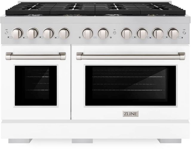 ZLINE Paramount 48" Stainless Steel Pro Style Dual Fuel Range with White Matte Door-0