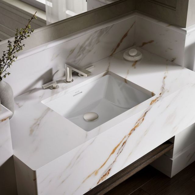 Kohler Brazn® White 21.25" Rectangular Undermount Bathroom Sink-2