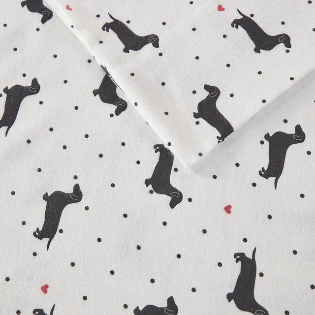 Olliix by True North by Sleep Philosophy Cozy Flannel Black Dogs Twin 100% Cotton Printed Sheet Set-1