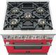 FORNO® Capriasca 30" Stainless Steel Pro Style Gas Range with Red Door-4