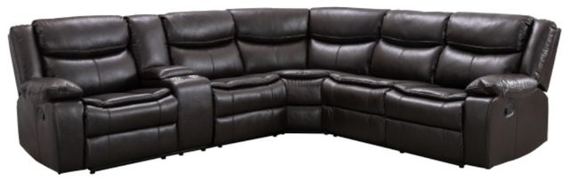 Mazin Furniture Darnell 3-Piece Cocoa Brown Modular Manual Reclining Sofa Sectional-0