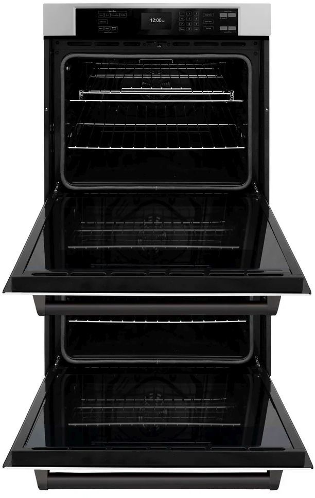 ZLINE Autograph Edition Professional 30" Stainless Steel Double Electric Wall Oven with White Matte Doors and Matte Black Accents-2