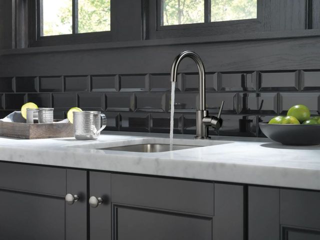 Delta Trinsic® Black Stainless True Bar Faucet with Limited Swivel-1