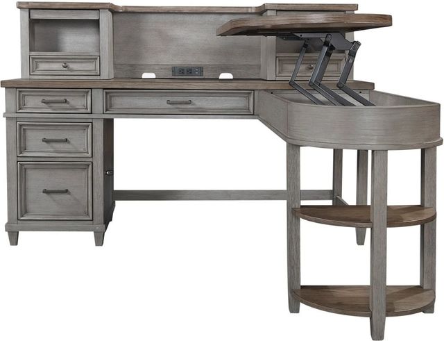 aspenhome® Caraway Aged Slate Pedestal Desk and Return-2
