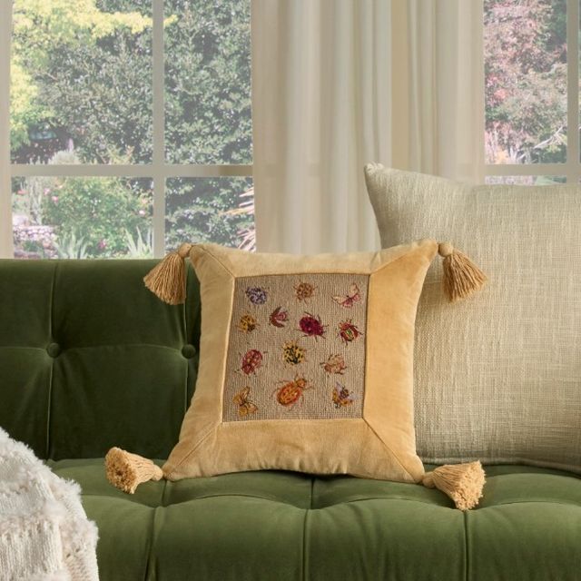 Nourison Home™ Mina Victory Vintage Pillow Beige 25"x25" Throw Pillow-3
