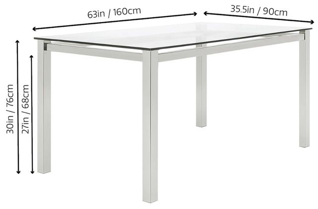Cramco Skyline Glass Top Dining Table with Chrome Base-2
