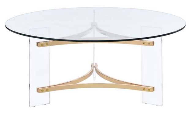 ACME Furniture Sosi Glass Top Coffee Table with Gold Base-3