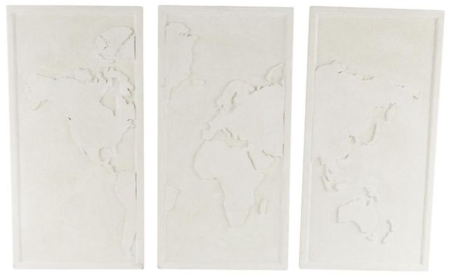 Deco Marche 3-Piece White World Map 3D Wall Decor Set-0
