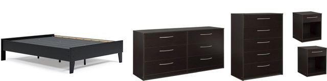 Signature Design by Ashley® Finch 5-Piece Black Queen Platform Bed Set-0