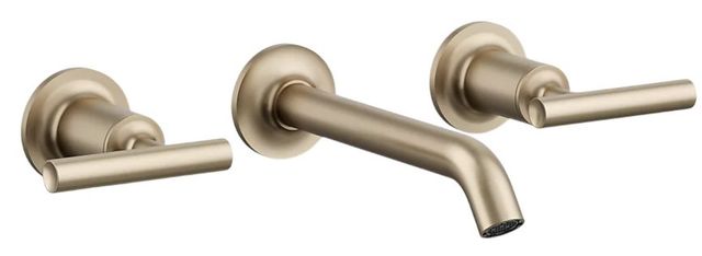 KOHLER® Purist® Vibrant Brushed Bronze Wall-Mount Bathroom Sink Faucet Trim with Lever Handles-0