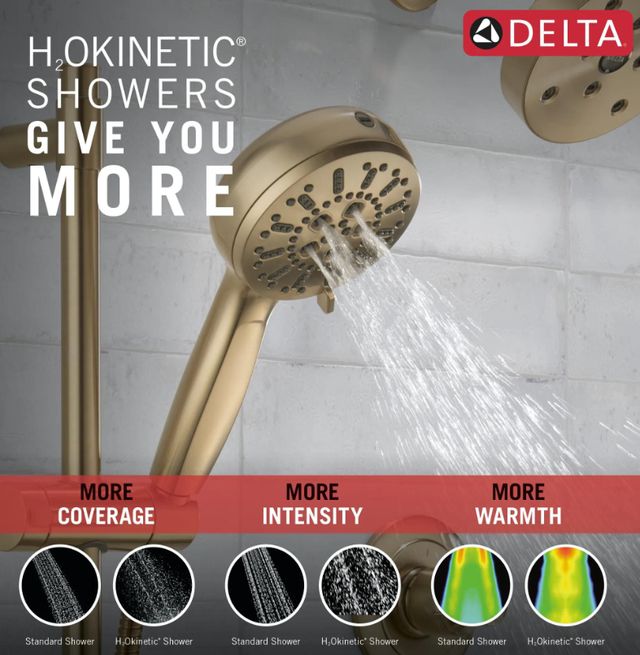 Delta Lumicoat® Champagne Bronze 7-Setting Slide Bar Hand Shower with Cleaning Spray-3
