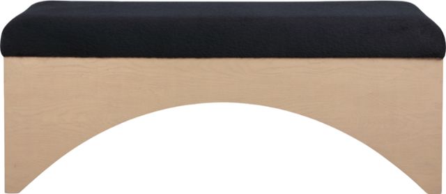 Meridian Furniture Lawson Black/Natural Velour Fur Fabric Bench-1