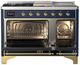 Ilve® Majestic III 48" Midnight Blue Pro Style Dual Fuel Liquid Propane Range with French Top and Brass Trim-1