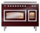 Ilve® Nostalgie II Noblesse 48'' Burgundy Pro Style Induction Range with Chrome Trim-1