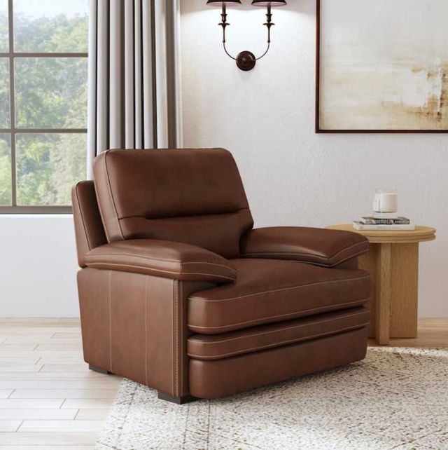 Flexsteel® David Leather Pecan Chair-1