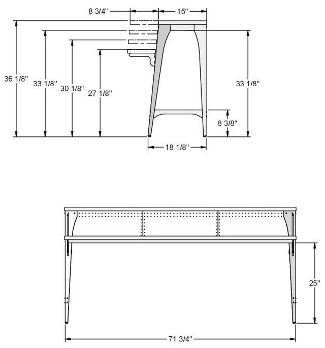 Amisco Customizable Elwood 72" Island Table Metal Base and Top-2