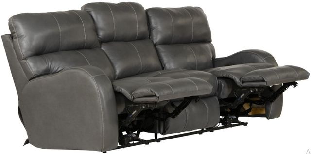 Catnapper® Angelo Gunmetal Leather Power Lay Flat Reclining Sofa with Power Adjustable Headrest-2