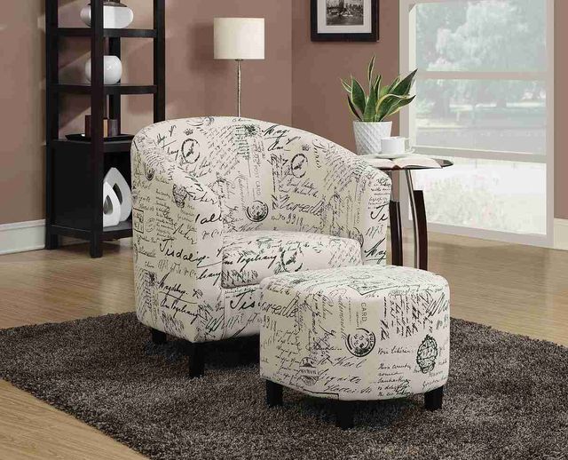 Coaster® Alina Off White 2-Piece Upholstered Accent Chair and Ottoman-1