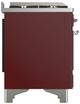 Ilve® Majestic III 48" Burgundy Pro Style Dual Fuel Liquid Propane Range with French Top and Chrome Trim-4