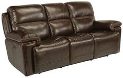Flexsteel® Fenwick Dark Brown Power Reclining Sofa with Power Headrests