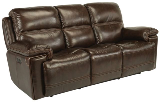 Flexsteel® Fenwick Dark Brown Power Reclining Sofa with Power Headrests-0