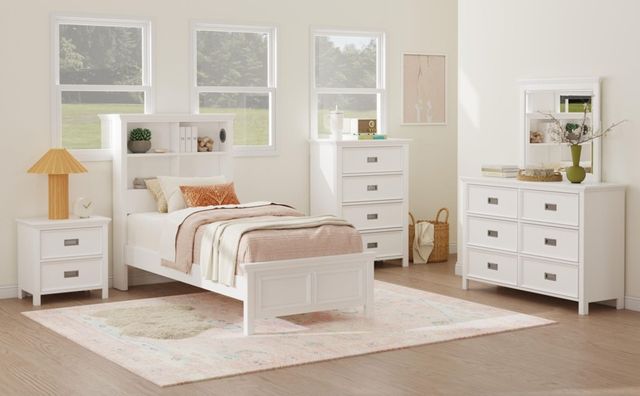 Elements International Hampton Kids White Twin Youth Bookcase Bed-1