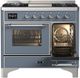 Ilve® Majestic III 40" Blue Gray Pro Style Dual Fuel Liquid Propane Range with Triple Glass Door and Chrome Trim-2