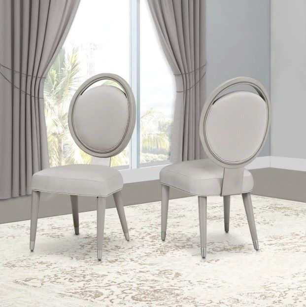 Michael Amini® Eclipse Ivory Jacquard/Moonlight Side Chair-1