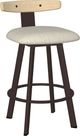 Amisco Customizable Asher Swivel Counter Stool Upholstered Seat and Metal Backrest with Solid Wood Accent-0