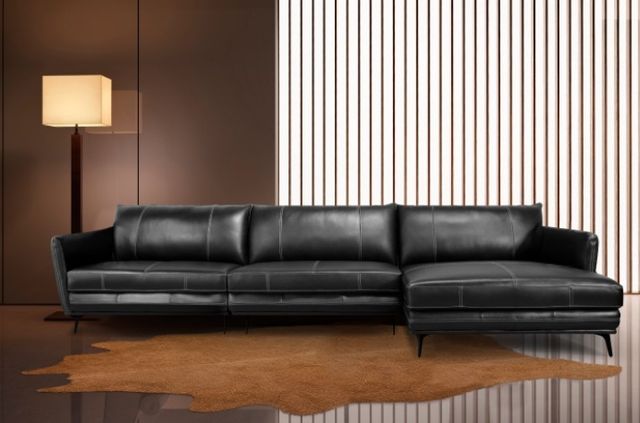 Mazin Furniture Recife 3-Piece Black Right-Arm Facing Sectional and Chaise-2