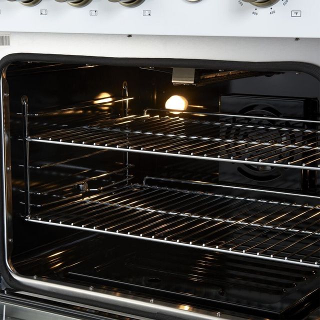 FORNO® Marco 30" White Pro Style Gas Range with Antique Brass Accents-8