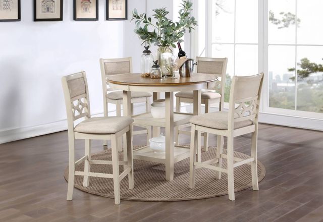 New Classic® Home Furnishings Mitchell 5-Piece Bisque/Brown Counter Height Dining Set-1
