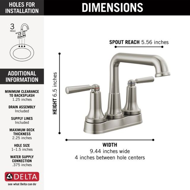 Delta Saylor® Stainless 7" 2-Handle Centerset Bathroom Faucet-3