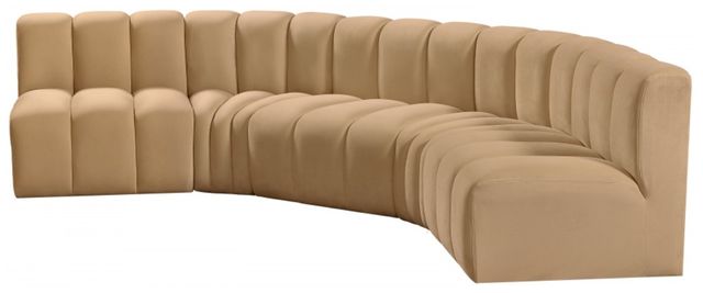 Meridian Furniture Arc 5-Piece Camel Velvet Sectional-2